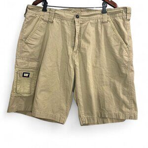 CAT Cargo Shorts Men 42 Khaki Tan Slash Pocket Cotton High Rise Outdoor Camping